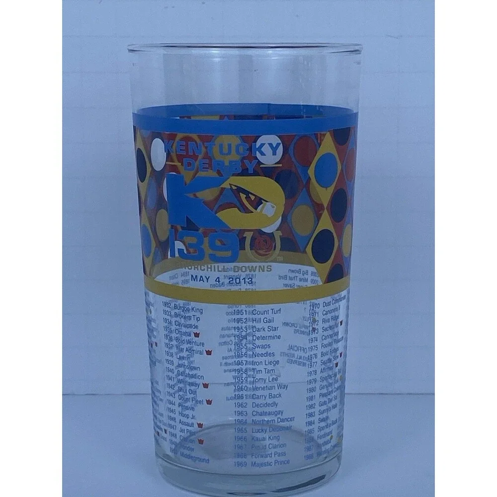 Kentucky Derby 139th Souvenir Glass Churchill Downs Horse Racing Cup Geometric